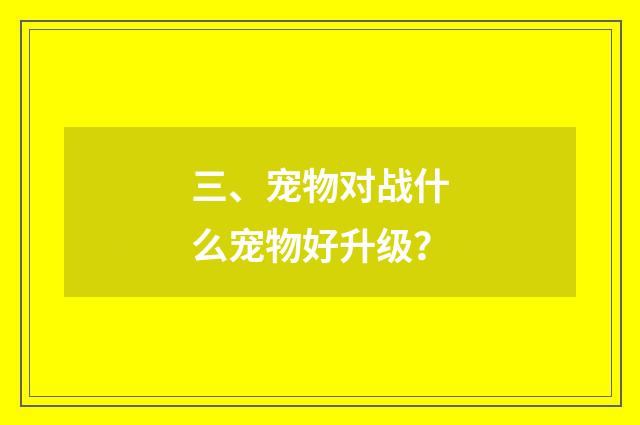 三、宠物对战什么宠物好升级？