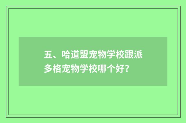 五、哈道盟宠物学校跟派多格宠物学校哪个好？