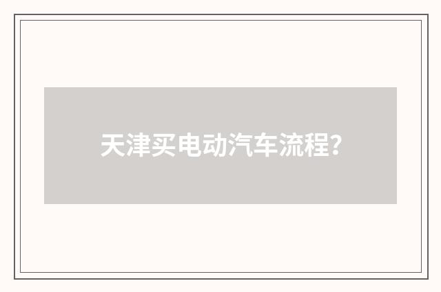 天津买电动汽车流程？