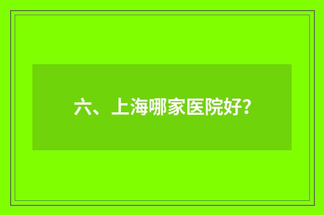 六、上海哪家医院好？