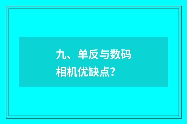 九、单反与数码相机优缺点?