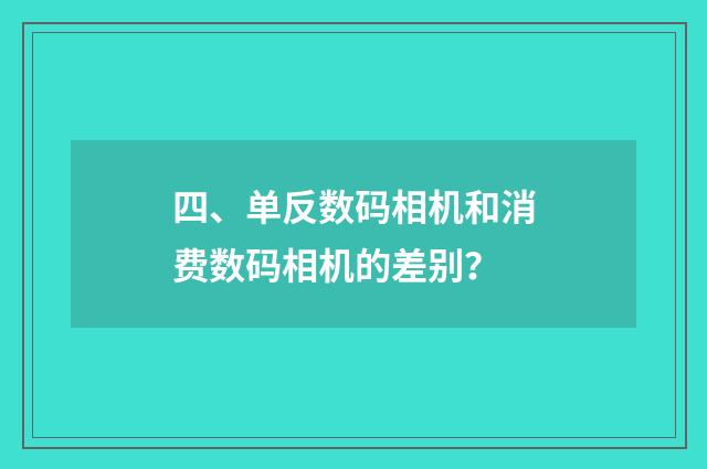 四、单反数码相机和消费数码相机的差别？