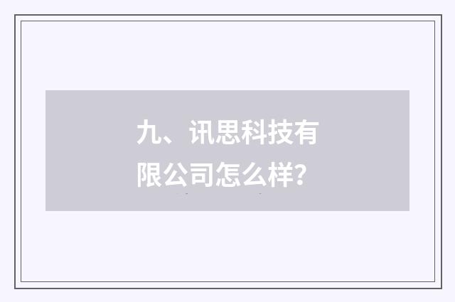 九、讯思科技有限公司怎么样？
