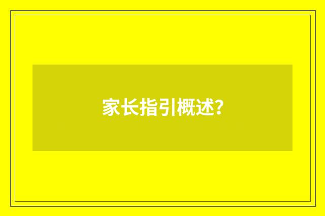 家长指引概述？