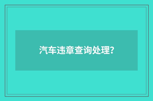 汽车违章查询处理？
