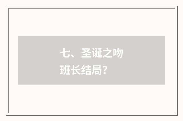 七、圣诞之吻班长结局？