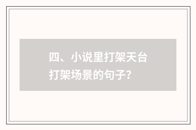 四、小说里打架天台打架场景的句子？