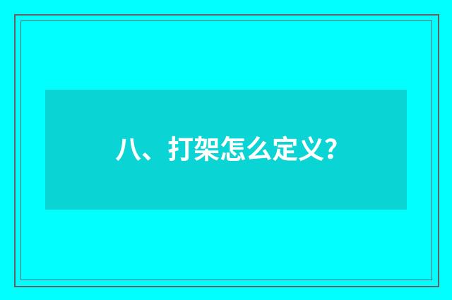 八、打架怎么定义？