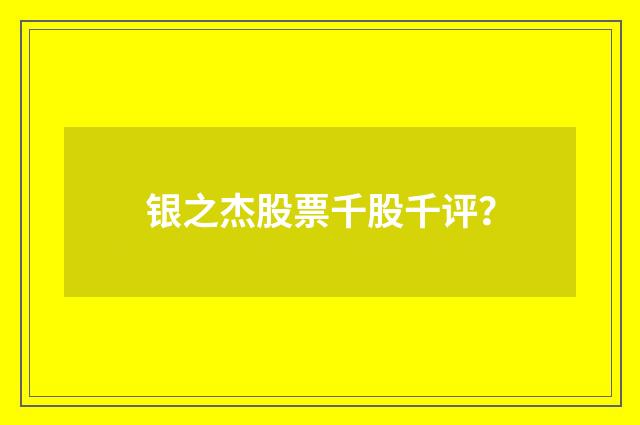 银之杰股票千股千评？
