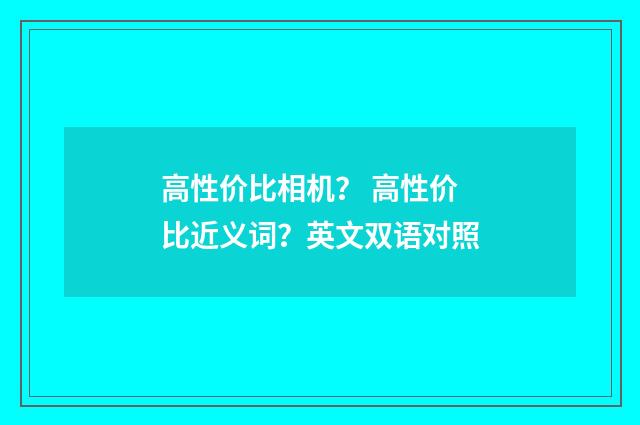 高性价比相机？ 高性价比近义词？英文双语对照