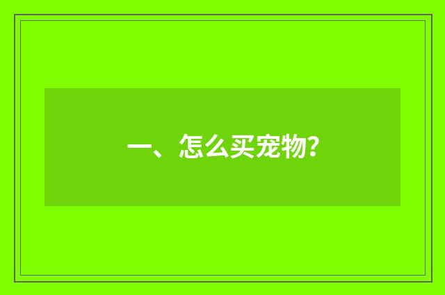 一、怎么买宠物？