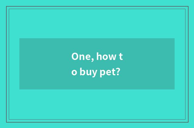 One, how to buy pet?