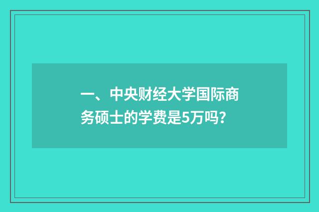 一、中央财经大学国际商务硕士的学费是5万吗？