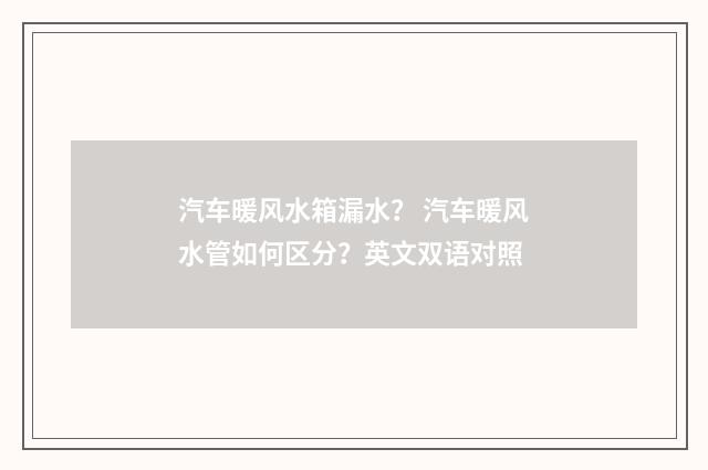 汽车暖风水箱漏水? 汽车暖风水管如何区分?英文双语对照