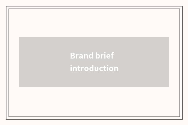Brand brief introduction