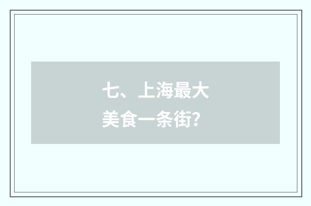 七、上海最大美食一条街？