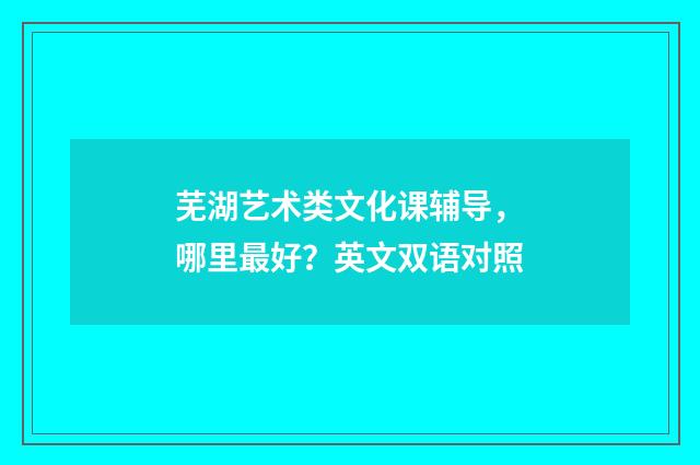 芜湖艺术类文化课辅导，哪里最好？英文双语对照