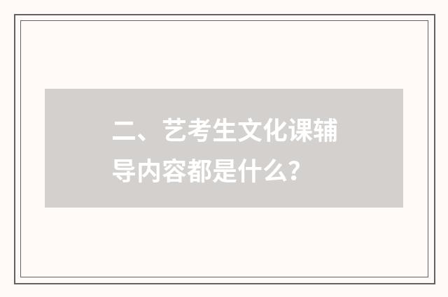 二、艺考生文化课辅导内容都是什么？