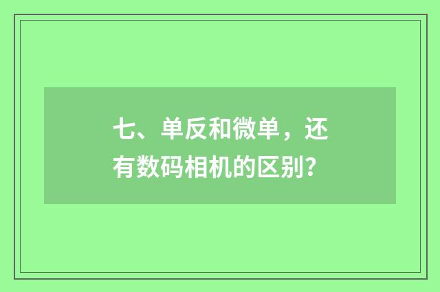 七、单反和微单，还有数码相机的区别？