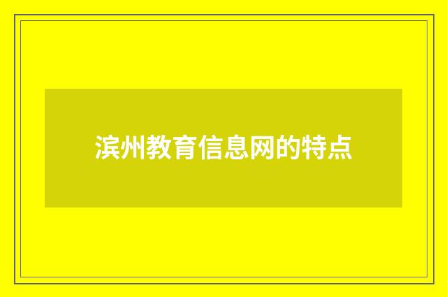 滨州教育信息网的特点