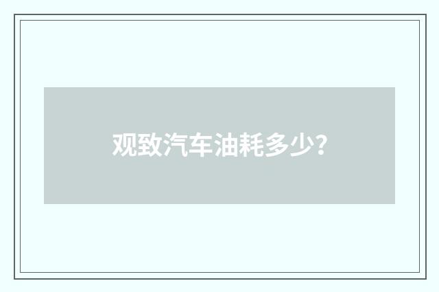 观致汽车油耗多少？
