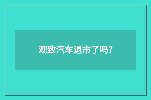 观致汽车退市了吗？