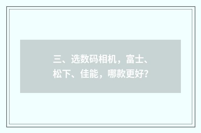 三、选数码相机，富士、松下、佳能，哪款更好？