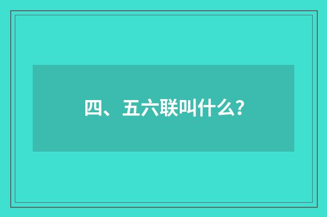 四、五六联叫什么？