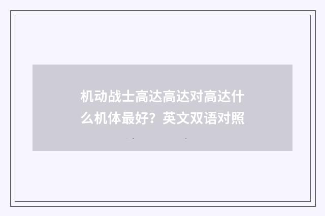 机动战士高达高达对高达什么机体最好？英文双语对照