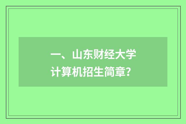 一、山东财经大学计算机招生简章？