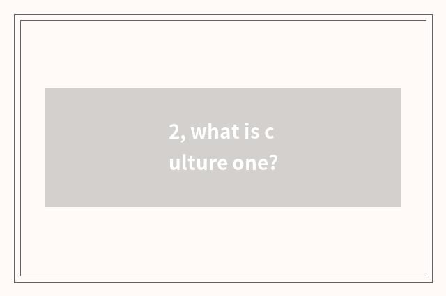 2, what is culture one?