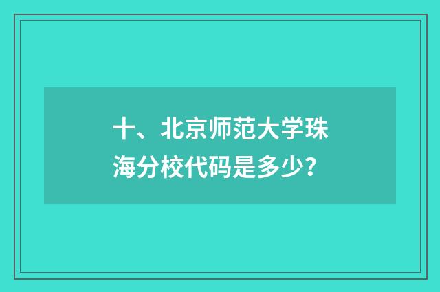 十、北京师范大学珠海分校代码是多少？