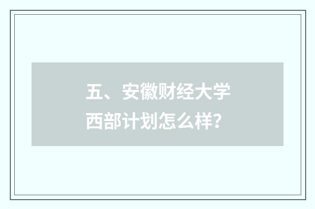 五、安徽财经大学西部计划怎么样？