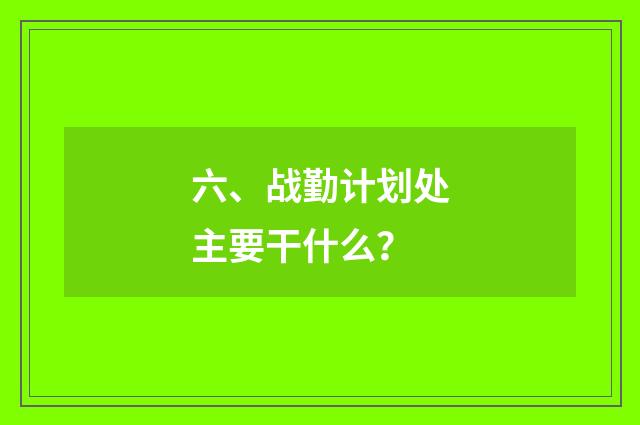 六、战勤计划处主要干什么？