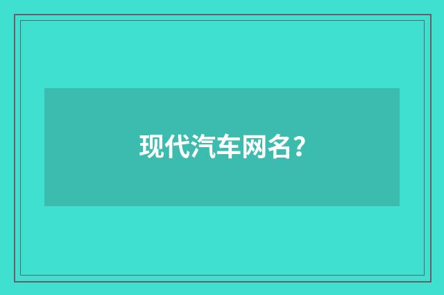 现代汽车网名？