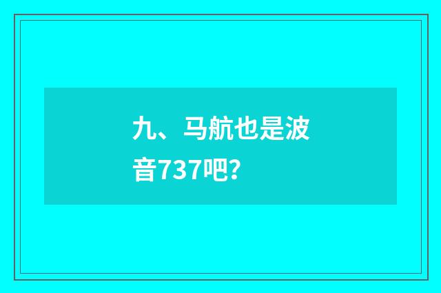 九、马航也是波音737吧？
