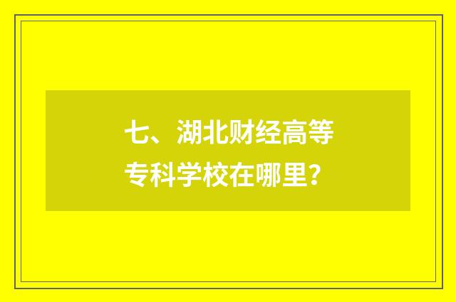 七、湖北财经高等专科学校在哪里?