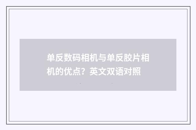 单反数码相机与单反胶片相机的优点？英文双语对照