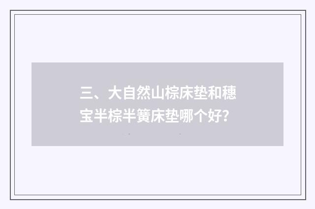 三、大自然山棕床垫和穗宝半棕半簧床垫哪个好？
