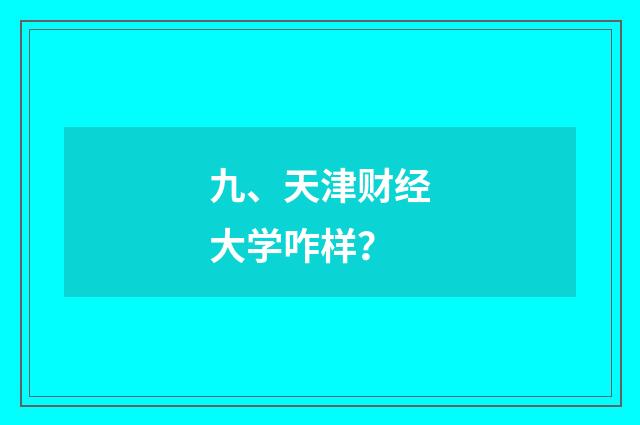九、天津财经大学咋样？