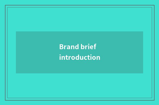 Brand brief introduction