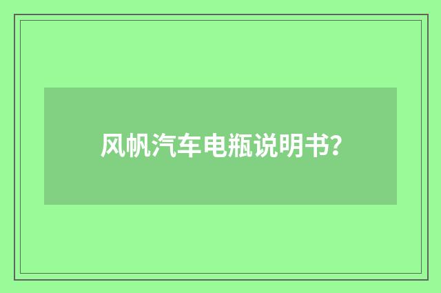 风帆汽车电瓶说明书？