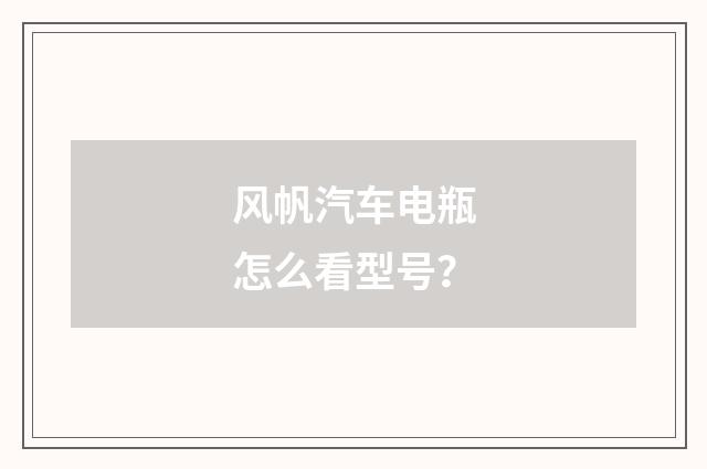 风帆汽车电瓶怎么看型号？