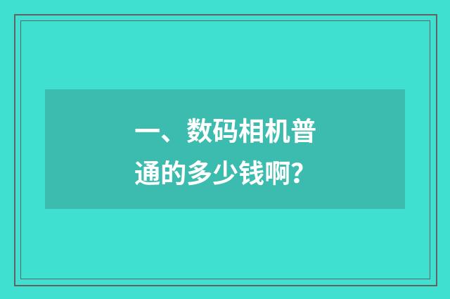 一、数码相机普通的多少钱啊？