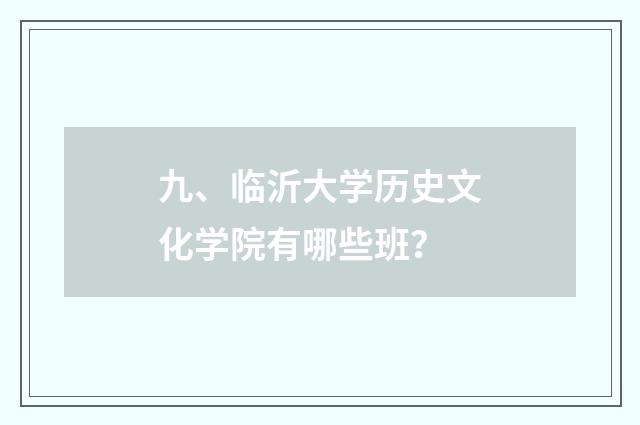 九、临沂大学历史文化学院有哪些班？