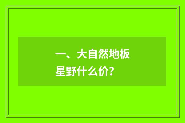 一、大自然地板星野什么价？