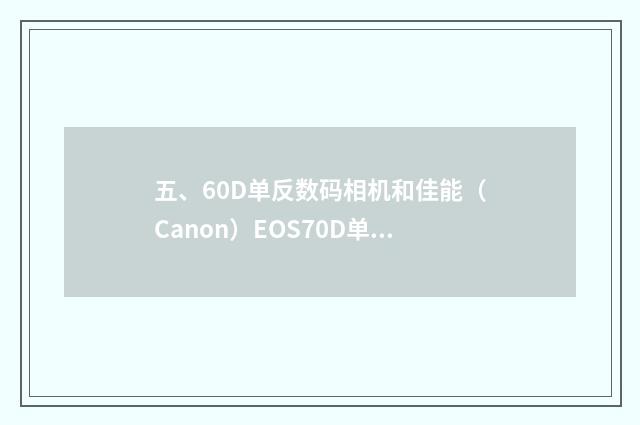 五、60D单反数码相机和佳能（Canon）EOS70D单反相机的区别？
