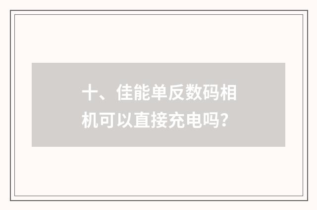 十、佳能单反数码相机可以直接充电吗？