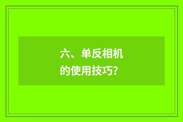 六、单反相机的使用技巧？
