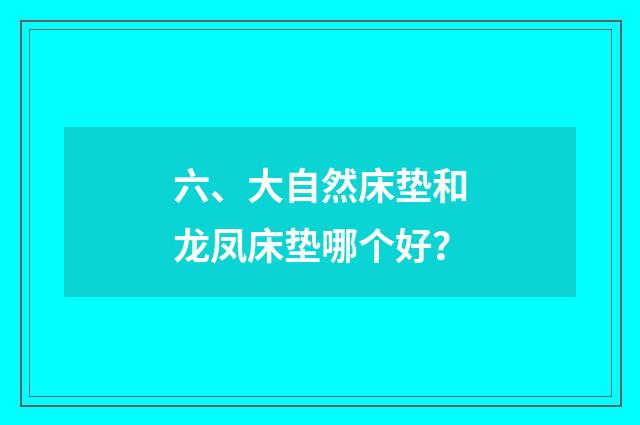 六、大自然床垫和龙凤床垫哪个好？